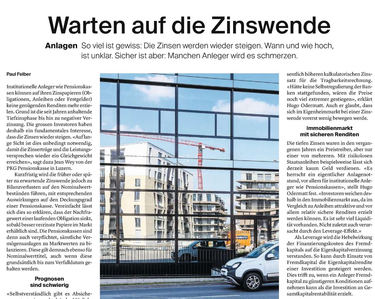 Warten auf die Zinswende. Luzerner Zeitung, 18.09.2018